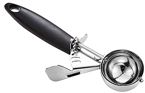 JUNADAEL J Cookier Scoop, #24/1.5 OZ Portion Scoop, 3 Tbsp Cookie Dough Scoops, Black Handle, for Portion Control, Cookie Dough, Cupcake Batter, Ice Cream, Meatball, Muffin