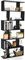 GIANTEX Bücherregal 6 Ebenen, Standregal Büroregal Holz, Aktenregal freistehend, Ausstellungsregal Lagerregal schmal im Industrie Design, Holzregal Allzweckregal in S-Form (schwarz)
