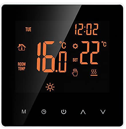 Pilvnar WiFi Smart Thermostat, Digital Raumthermostat programmierbar LCD Display Touchscreen APP Control Elektrische Wandthermostat mit Interner Sensor/Bodensensor, Kindersicherung, Speicherfunktion