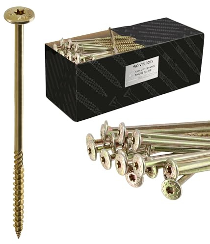 50 Vis bois Torx à tête bombée expert - Acier galvanisée - anti-fendage - moletage de serrage - 8x140