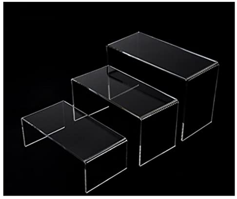 Loopunk 3 PCS Présentoir en Acrylique, Présentoir pour Collection en Acrylique en 3 Tailles,pour l'affichage de Bijoux, Accueil et Magasin,avec Film Protecteur Collant