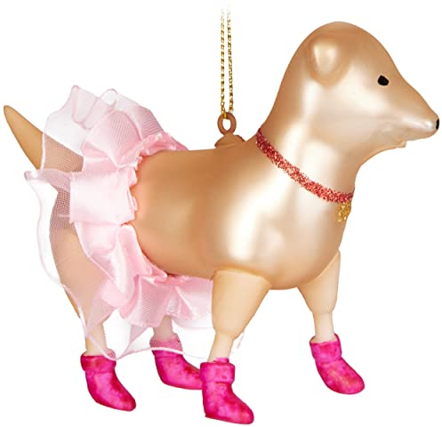 BRUBAKER Jack Russel Terrier als Prima-Ballerina - Handbemalte Weihnachtskugel Hund aus Glas - Mundgeblasener Christbaumschmuck Figuren Lustig Deko Anhänger Baumkugel - 11,8 cm