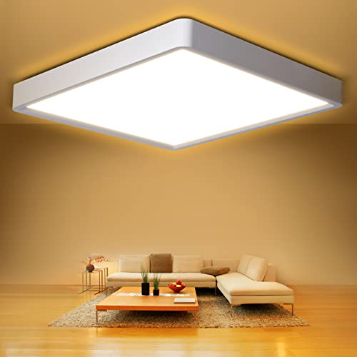 Defurhome LED Quadrat Deckenleuchte Flach,24W(Ersetzt 150W Glühbirne),2200LM,IP54 Wasserfest Badlampe,3cm Ultra Dünn,3000K Warmweiß,Ideal für Schlafzimmer,Wohnzimmer,Küche,Flur,30cm(Weiß)