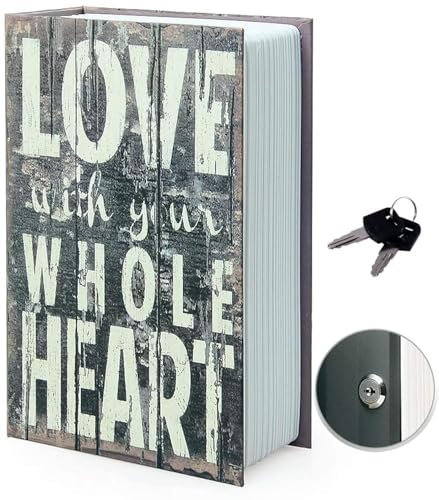 Diversion Book Safe with Key Lock, Hidden sturdy small safe, ,Portable Cash Jewelry secret safe, Classical Design book safe blends into book shelf well.