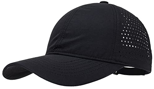 PivotWing Basecap Damen Herren Baseball Running Cap Laufmütze Schirmmütze Sonnenschutz Lauf Cap Cappy Männer Frauen Mesh Sport Cap for Running Golf Tennis Mützen Laufmützen, Schwarz