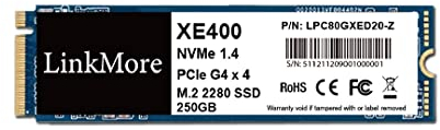 LinkMore XE400 250GB M.2 2280 PCIe Gen4 NVMe 1.4 Internal SSD, Solid State Drive, Up to 4650MB/s for Latop and PC Internal Gaming SSD