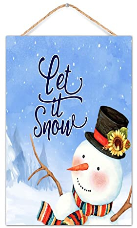 Vintage Wandkunst Dekor Holzschilder Happy Winter Let It Snow Merry Christmas Vertikale Holzschild 8 x 12 Happy Winter Schneeflocke Segen Holz Hängeschilder Heimdekoration für Büros Haustür