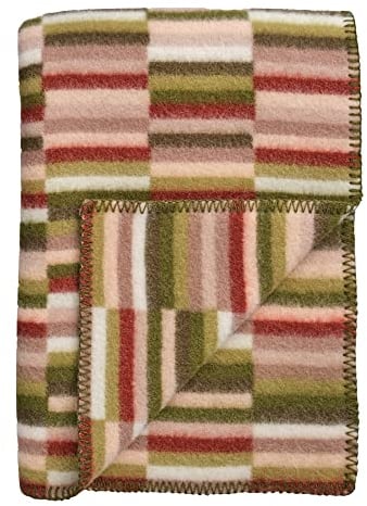 RØROS TWEED - Ida - Wolldecke aus norwegischer Lammwolle - Design von Anderssen & Voll - Deckenmaße: 135 x 200 cm (6002 - Olive Burgundy, 135 x 200 cm)