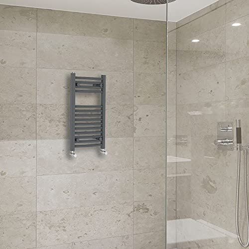 Warmehaus Curved Heated Towel Rail Radiator Ladder Anthracite Grey 700x400mm Central Heating Radiators for Bathroom Kitchen