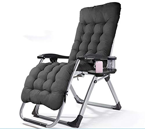MOLVUS Outdoor-Liegestuhl mit Getränkehalter, extra breiter, verstellbarer Stuhl für Terrasse, Garten, Strand, Pool, Unterstützung 150 kg, Schwarz