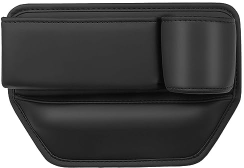 Car Seat Gap Filler, PU Leather Car Seat Organizer and Storage, Front Seats Car Adjustable Gap Filler,Auto PU Leather Console with Cup Holder for Phones Glasses Keys Cards (for Passenger side)