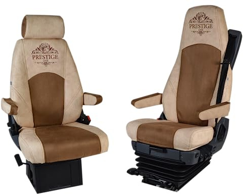 SITZBEZÜGE Prestige LINE für Scania Serie R, Serie S (KONFIGURATION A) (Fahrersitz mit Sicherheitsgurt), (Passagier klappbar/ungefedert) (BEIGE)
