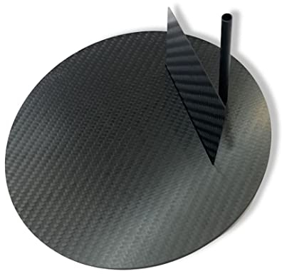 M&M Smartek Set XXL di piatti in carbonio V2 e carta di carbonio in formato EC/carte di credito, con tubo (spesso) in vera fibra di carbonio di colore nero, Nero , 18x18cm, Elegante