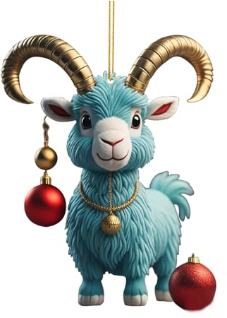 Weihnachtsdeko Ziege Acryl Hängende Ornamente für Weihnachtsbaum und Auto - Anhänger Schmuck (I, One Size)
