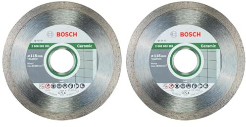 Bosch Professional 1x Disco Diamantato Standard for Ceramic, per Pietra, Piastrelle, Ceramica, Ø 115 x 22,23 x 1,6 x 7 mm, Accessori per Smeriglatrici Angolari (Confezione da 2)
