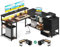 ODK Schreibtisch mit Schubladen, Reversible Eckschreibtisch mit 2 Steckdosen und 2 USB Ladeanschluss, Bürotisch L Form mit LED für Home Office 135×110cm (Schwarz)