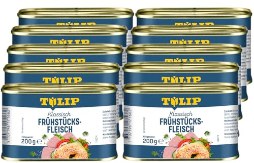 TULIP 10x Schweine-Frühstücksfleisch 200g | leckeres Schweinefleisch in der praktischen recycelbaren Konserve | Schweine-Frühstücksfleisch in der Dose | 86% Schweinefleisch