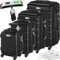 TecTake® Hard Shell Suitcase Set, Lightweight Suitcases with TSA Lock, Including Extra Large Suitcase, Large, Medium and Small, 360 Degree Wheels, Telescopic Handle and Luggage Scale - Black