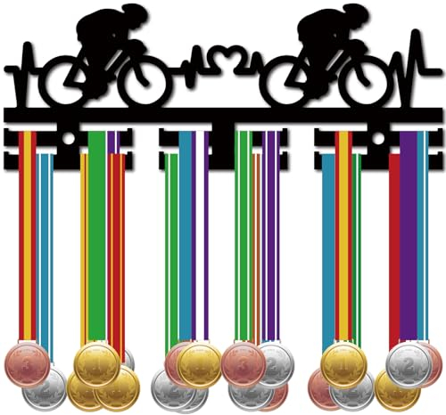 CREATCABIN Fahrrad-Medaillenhalter,Fahrrad-Medaillenaufhänger,Display,Acryl-Medaillenständer,Sport-Medaillenrahmen,Hängende Medaillen,Wandhalterung,Schwarz,Organizer Für Wand,Radfahren,Fahrrad,29x11cm