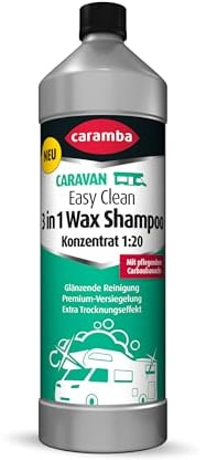 Caramba Caravan Easy Clean 3in1 Wax Shampoo, Konzentrat mit pflegendem Carnaubawachs, Reinigung und Schutz mit Trockungs- und Versiegelungseffekt, 1 l