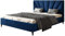 AlpiMeble Polsterbett LUX Denver mit Kopfteil, 160 x 200 cm, Doppelbett mit Lattenrost aus Holz, Velourstoff Blau, Füße in Farbe: Schwarz