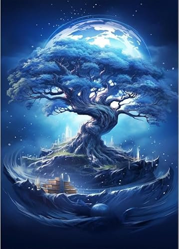 Baum im Mondlicht – 3000-teiliges Holzpuzzle – Puzzle zum Auspacken, lustiges Familienspiel für Erwachsene