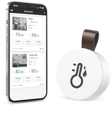 Brifit Bluetooth Thermometer Hygrometer, Temperatur Feuchtigkeitssensor mit Smart Sensor App, Mini Thermometer Innen mit Datenaufzeichnung für Babyzimmer, Gewächshaus, Garage, Büro