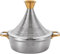 Vinbcorw Moroccan Tagine,304 Stainless Steel,Non Stick Moroccan Casserole with 2 Handles,Large Moroccan Cooker Handmade Tagine Pot with Cone-Shaped Lid,Silver,30cm