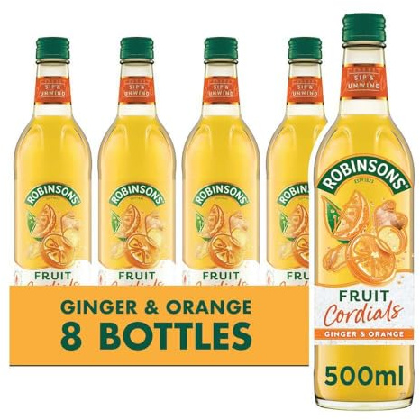 Robinsons Cordials, Ginger and Orange, 500ml Bottle (Pack of 8)
