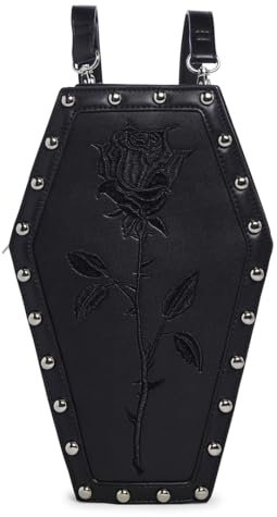 Dolls Kill Rose Resurrection Sarg-Rucksack, Schwarz, Schwarz