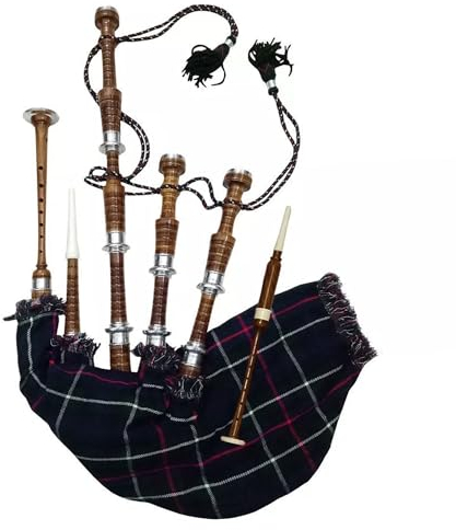 TC Spielbarer Dudelsack – traditioneller Highland-Dudelsack McKenzie Tartan Cover, Premium-Qualität – Naturbraunes Finish Palisander