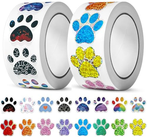 1000 Stück Hunde Pfoten Druck Aufkleber Pfotenaufkleber Glitzernde Welpenpfotenaufkleber Bunte Bärentatze Etiketten Aufkleber Für Bücher Laptops Flaschen Umschläge Diy-bastelarbeiten