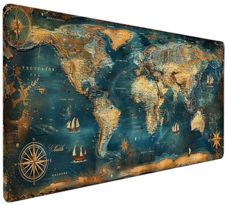 Tapis de Souris XXL Speed Gaming 600 x 300 x 3 mm – sous Main Bureau Tapis de Souris Gamer sous-Main de Table – Grande Taille – Améliore la Précision et la Vitesse Carte du Monde Bleu 9 - R