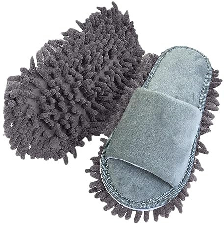 1 par de pantuflas de microfibra para mopa de polvo, limpieza rápida, zapatos lavables para limpieza de suelos T8B9, herramientas de baño