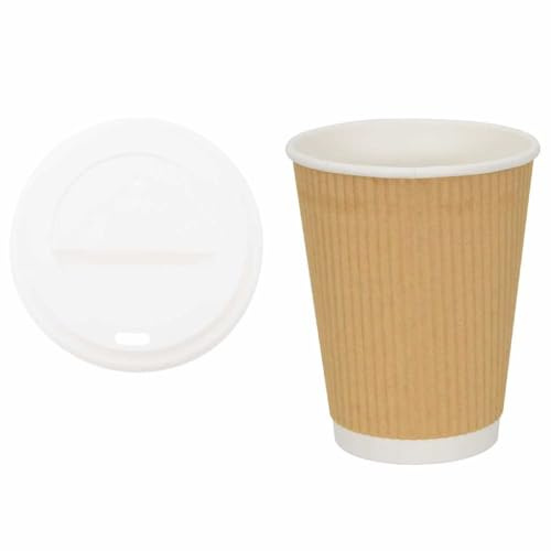 vidaXL Pappbecher mit Deckeln 1000 Stk. 8oz 200ml, Tasse, Pappe Kaffeebecher, Kaffeetasse, Tassen, Papierbecher, Kaffeetassen, Teetasse, Teetassen