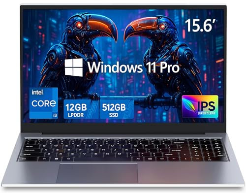 Z ZOLWAYTAC Computer portatile, laptop da gioco, computer portatile Windows 11, 12 GB LPDDR4 M.2 NVMe 512 GB SSD, processore i3 2-core, display FHD da 15,6 pollici, corpo in alluminio, con WiFi/BT,