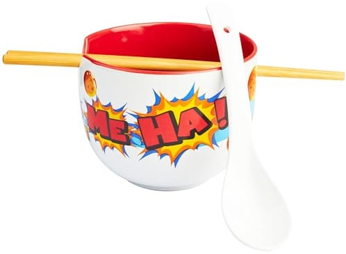 Get Trend Dragon Ball Bol Ramen 600ml con Palillos y Cuchara, Juego 3 Piezas Cuencos Ceramica Japonés para Sopa Fideos Noodles, Vajilla Hogar y Cocina (Multi Dragon Ball)