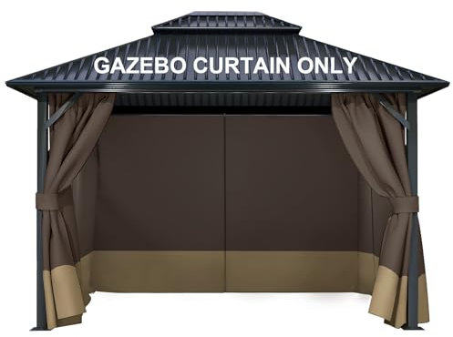 COWVIE Pavillon-Ersatzvorhänge, 4 Paneele, 3 x 3 m, Terrassensicht-Seitenwände mit doppeltem Reißverschluss, Ersatz für Outdoor-Pavillon-Überdachung (nur Vorhang)