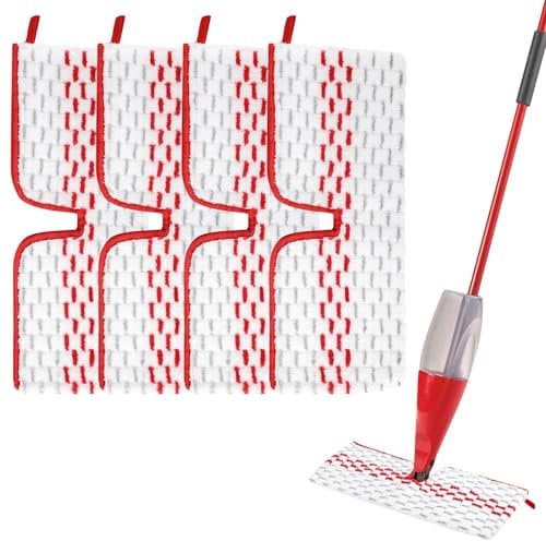 4PCS Mop Head Replacement for Vile-Da, 1-2 Spray Max Mop Refill,Reusable Microfibre Spray Mop Pad, Flat Floor Spray Mop Replacement Pad for Wet & Dry Use