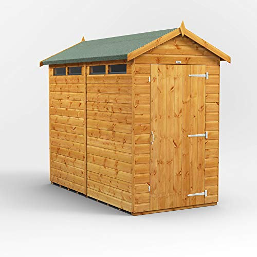 Powersheds High Grade Premium Apex Garden Wooden Shed with Security Features, PVC Window Sills, Door & Window Flexibility, made from Extra Thick Timber & Toughened Glass