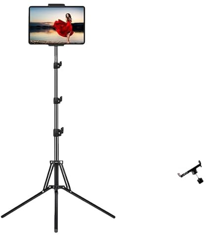 BRAVECOW Tablet Floor Stand Tripod, 65 Phone Holder Mount Adjustable Height 360° Ball Head for Live Stream Watching​​ for Pad Pro, Air Mini, 4.7-13 Tablet and Phone