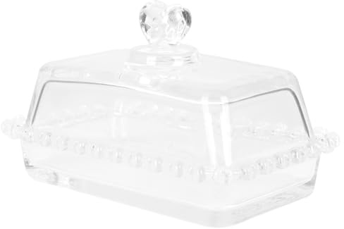 DIYEAH Plateau de Présentation Gâteau Couvercle en Verre Transparent Rond, Boîte à Beurre Créative pour Stockage de Gâteaux, Set Couverture Alimentaire Fine et Design Élégant