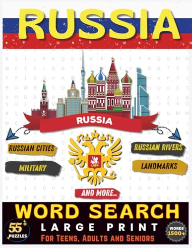 Russia Word Search Puzzle Book: Russian Word Search Puzzles with 56 Fun Challenges on Cities, Culture, History, Science, Food & Traditions | Large Print Brain Games for Adults and Seniors