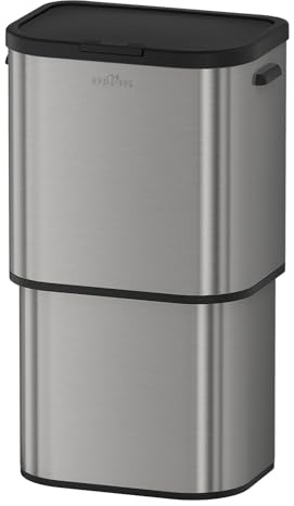 mVm Poubelle de cuisine, 70 L poubelle robuste à pression avec couvercle, fermeture en douceur et reste ouverte, poubelle à pression pour cuisine, bureau, dortoir, maison, chambres