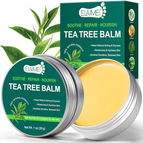 Tea Tree Oil Balm, Natural Tea Tree Oil for Skin, Itchy Skin & Rash Relief | Helps Chafing and Bug Bites, Soothe Nourish Skin, Effective & Safe for All Ages