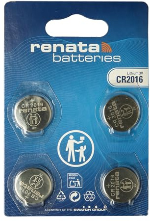 Renata CR2016, 2016 Batteria Bottone Litio 3V (1 x Set da 4) | 4 Pile