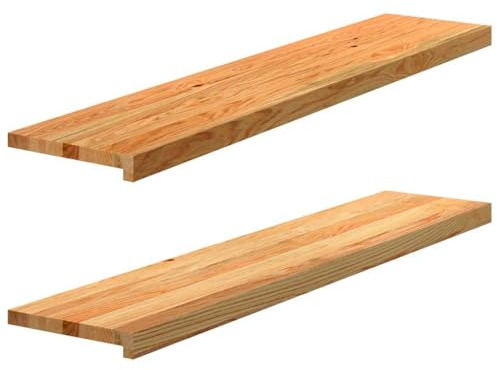 Yisssmeng Gradini per scale, 2 pezzi, in legno massello, 120 x 30 x 2 cm, laccato marrone chiaro, robusti gradini in legno per ristrutturazione delle scale, versatili pannelli per scale e davanzale in