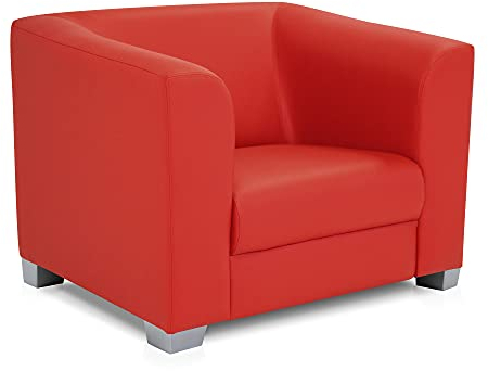 moebel-eins Chicago Sessel Cocktailsessel Polstersessel Sessel Clubsessel, Material Kunstleder, rot