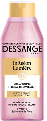DESSANGE - Shampoing Hydra-Illuminant Infusion Lumière - Formule Enrichie En Lumière Liquide & Minéral Rose Opalescent - Hydrate & Illumine Sans Alourdir - Pour Cheveux Éteints - 2 x 250 ml