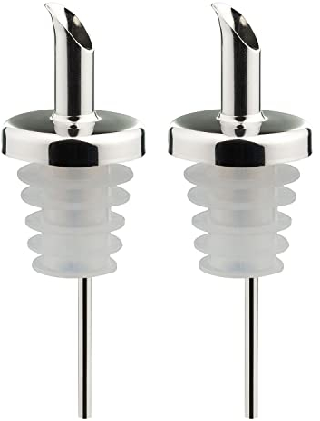 Westmark 2 Öl-/Essig-Ausgießer für Flaschen, Schnabelform, mit Luftröhrchen, Metall/rostfreier Edelstahl, Silikonkorken, Inox Öl-Spezial, 47232280